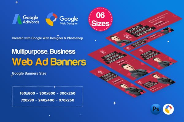 多用途商业市场营销谷歌广告Banner设计模板 Multi Purpose Banners HTML5 D28 – GWD & PSD