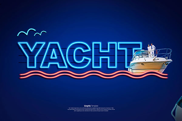 游艇旅游/游艇派对聚会主题霓虹灯广告Banner设计