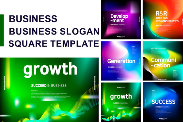 渐变彩色促销广告方形Banner模板套装[AI]