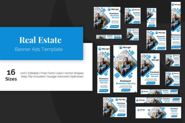 房地产企业网站Banner蚂蚁素材精选广告模板 Real Estate Banner Ads Template