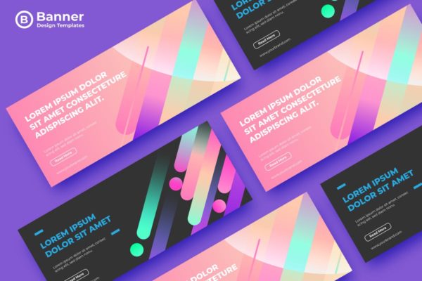 炫酷渐变色彩设计广告Banner设计模板 SRTP Banners Template.07