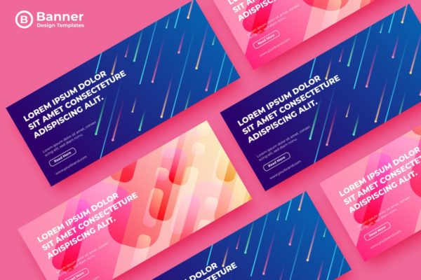 抽象彩色流星雨背景广告Banner设计模板 SRTP Banners Template.04