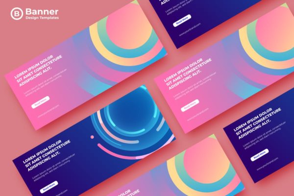 彩虹圆环创意广告Banner设计模板 SRTP Banners Template.01