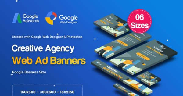 创意企业品牌谷歌推广第一素材精选广告模板 C14 – Creative, Startup Agency Banners HTML5 Ad