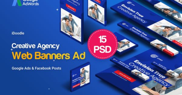 创意代理机构商业营销Banner第一素材精选广告模板 Creative Agency, Business Banners Ad