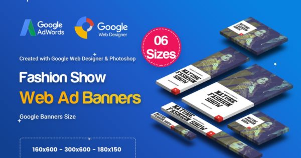 时装时尚品牌谷歌推广广告Banner设计模板 C06 – Fashion Show Banners GWD & PSD