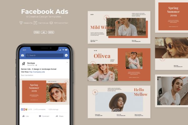 Facebook社交媒体营销蚂蚁素材精选广告模板v26 ADL – Facebook Ads.v26