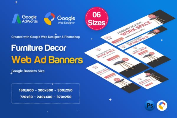家具装饰HTML5横幅广告图片设计模板素材 Furniture Decor Banners HTML5 D44 Ad – GWD & PSD