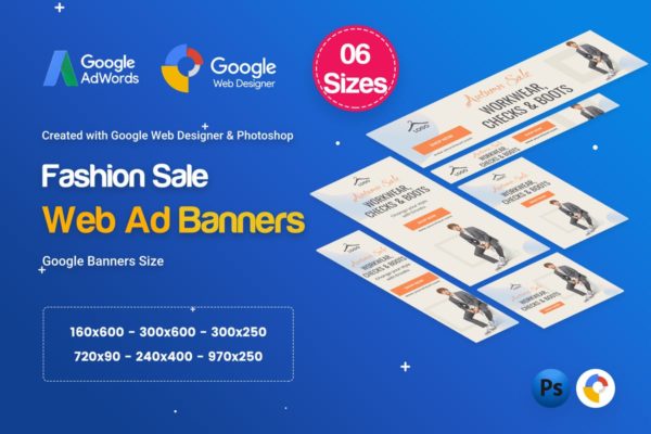 时装服饰促销HTML5横幅广告图片设计模板 Fashion Sale Banners HTML5 D46 Ad – GWD & PSD