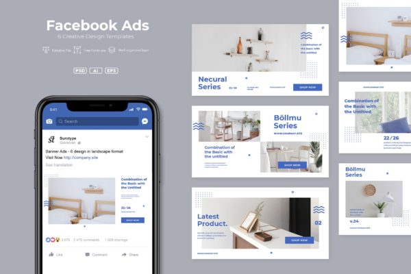 Facebook营销推广社交第一素材精选广告模板 ADL – Facebook Ads.v23