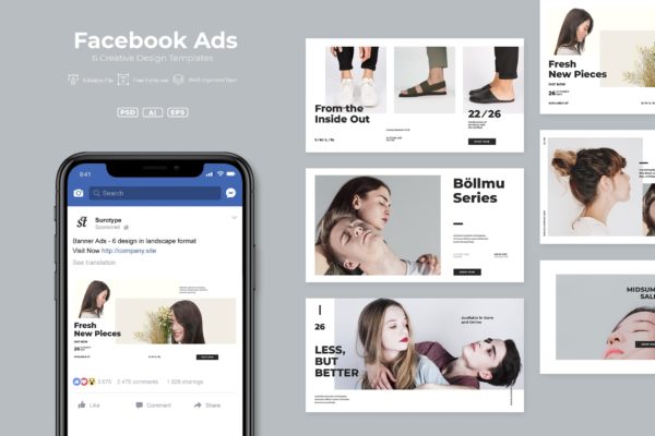 Facebook社交平台品牌营销推广蚂蚁素材精选广告模板v18 ADL – Facebook Ads.v18