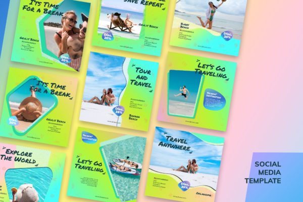 社交媒体新媒体旅游蚂蚁素材精选广告模板 Social Media Traveller Minimalis