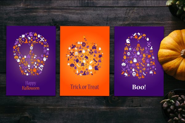万圣节主题剪影Banner横幅设计模板 Happy Halloween Silhouette Banners Set
