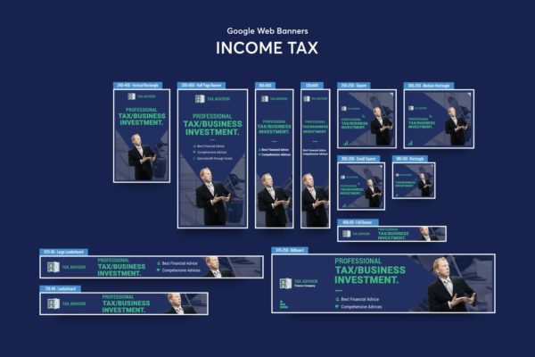 代理记账公司百度谷歌横幅第一素材精选广告模板 Income Tax Banners Ad