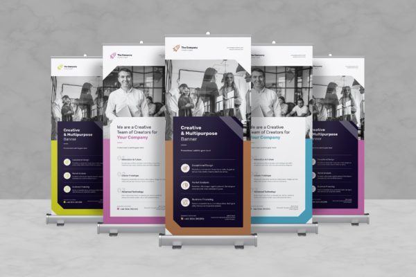 创意多用途企业宣传X展架Banner图设计模板 Creative Multipurpose Roll Up Banner