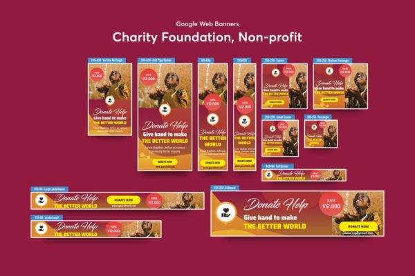 慈善基金会非营利组织推广Banner蚂蚁素材精选广告模板 Charity Foundation, Non-profit Banners Ad