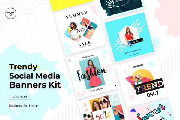 20+社交新媒体平台广告Banner图设计模板v Social Media Templates Volume V