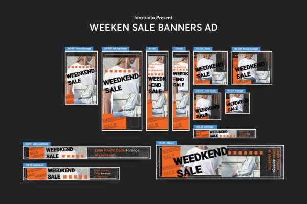 周末促销活动主题网站Banner横幅蚂蚁素材精选广告模板 Weeken Sale Banners Ad PSD Template