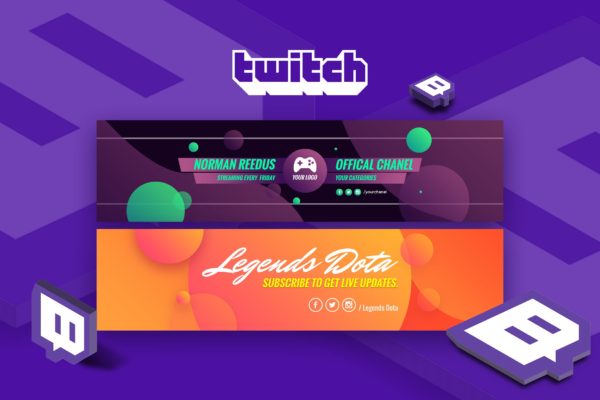 Twitch流媒体网站频道Banner设计模板 Twitch Banners