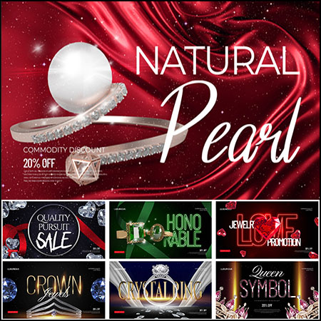 15款砖石珠宝促销横幅海报PSD模板