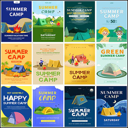 25款渡假旅行学校夏令营活动海报PSD分层模板