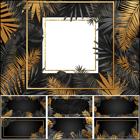 29款夏季热带植物装饰边框框架PSD分层模板