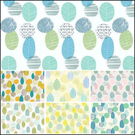 19款抽象叶子无缝背景PSD分层模板