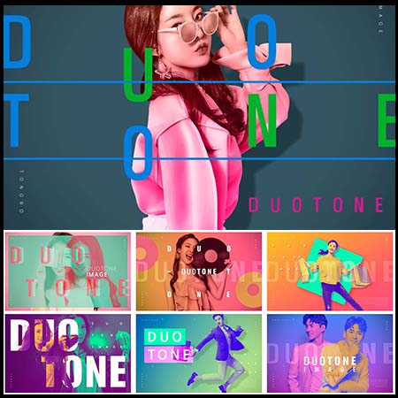 12款韩国潮流电商模特双色调撞色banner海报PSD素材