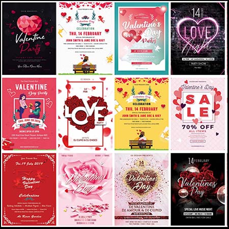 2019情人节爱情七夕促销广告海报PSD素材