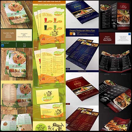 17款单页双折页菜单PSD模板