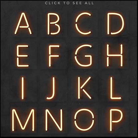 霓虹灯风格C4D效果字母PSD套件