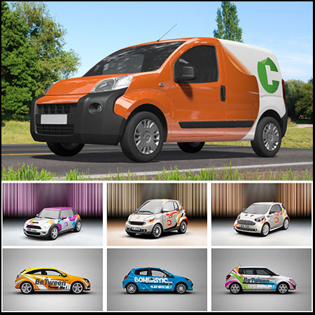 轿车跑汽车体广告智能贴图样机模板 高端LOGO展示效果设计PS素材