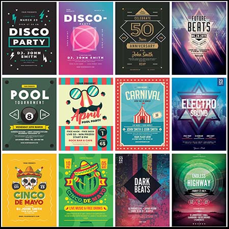 33款简约DISCO派对美食等多风格PD海报
