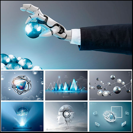 高科技未来人工智能商业高楼PSD广告背景分层素材