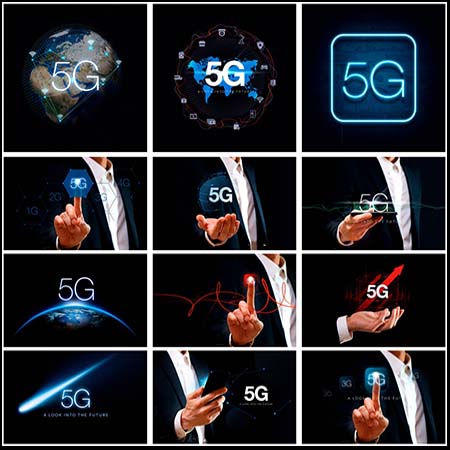 3D互联网高科技手机移动5G海报背景PSD分层素材