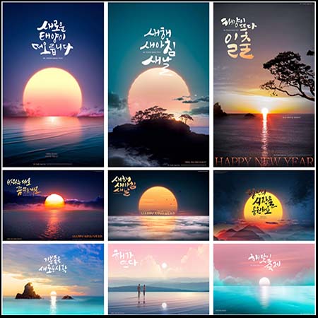 20款唯美海边风景日出日落夕阳自然后期合成海报背景PSD素材