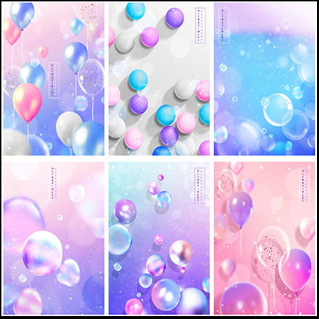 8款彩色气球海报背景PSD素材