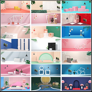 电商促销商品展示C4D场景banner横幅PSD模板