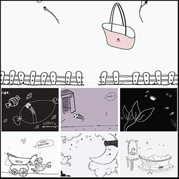 35款儿童手绘插画宝贝写真相册文字排版PSD模板