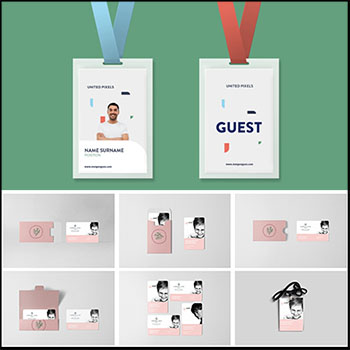 企业工作证学生证胸牌挂绳吊牌VI智能样机模板ID卡素材