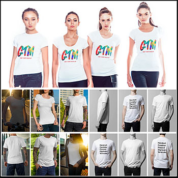 51款男女白底T恤PSD样机模型