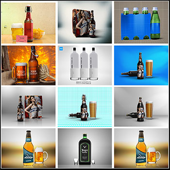 啤酒红酒葡萄酒威士忌酒类瓶体PSD样机模型