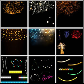 30款夜景灯光雪花相片合成PSD素材