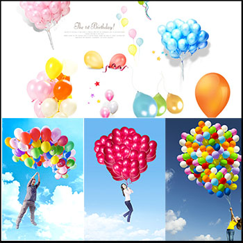 彩色放飞的气球PSD素材