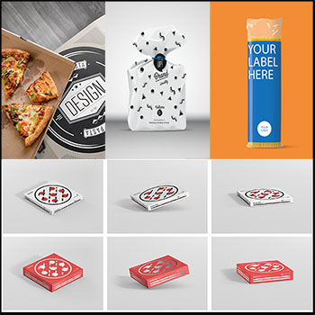 披萨面食面包包装PSD样机模型