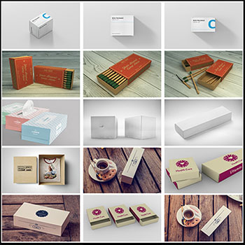 104款餐巾纸盒火柴盒各种形状的盒子PSD样机模型