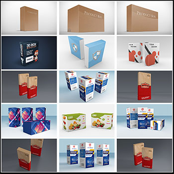 32款软件包装盒食品礼盒PSD样机模型