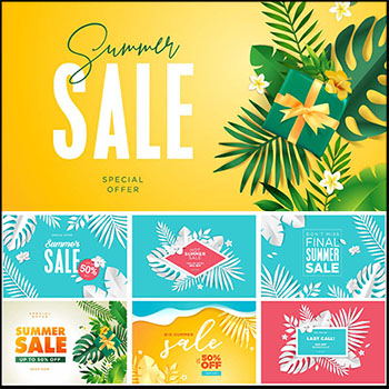 13款夏季促销打折横幅矢量海报背景