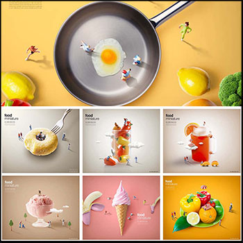 20款食物汉堡果蔬微距模型合成后期创意广告海报PSD分层素材