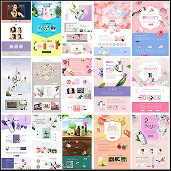 81款美妆化妆品网页店铺PSD模板